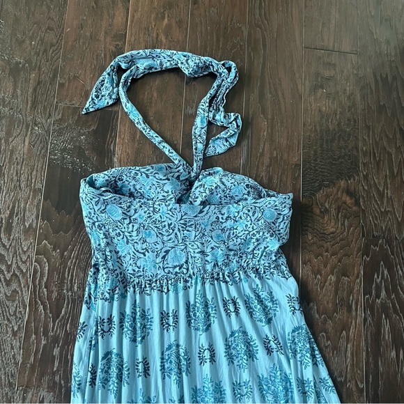 Soma Soft jersey halter maxi bra Dress bella stamp border blue Pocket Paisley XL - Picture 10 of 12
